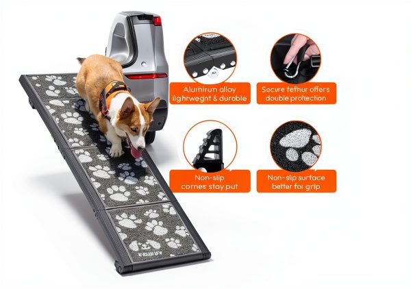 Dog Car Ramp PAWUV Aluminum Foldable for Large Dogs-3