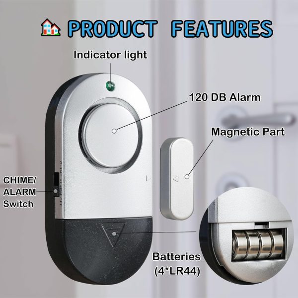 Zabree Pool Safety Alarm 4PCS Window Door Security-1
