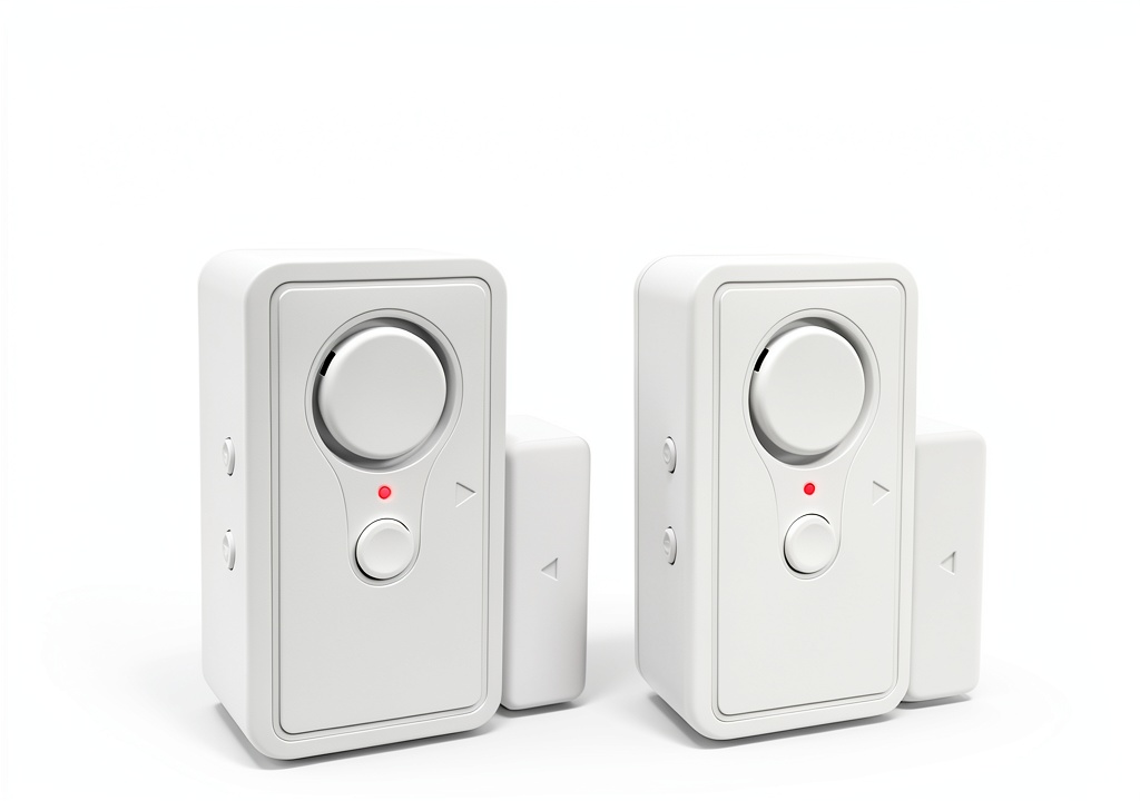 Installing KOLODOGO Door Alarm 120db Voice Control Wireless Security on a wooden desk