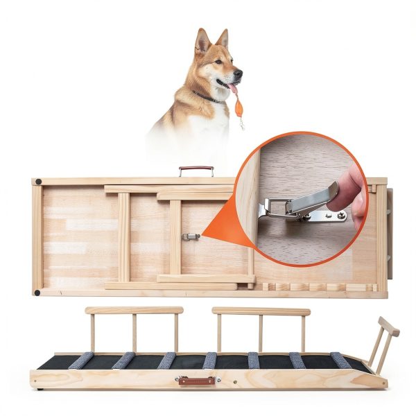 VEVOR Adjustable Wooden Dog Ramp Foldable Pet Car Ramp-4