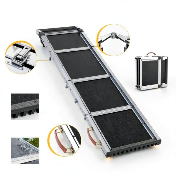 Tsukiko Dog Car Ramp Aluminum Foldable 330lb Capacity-4