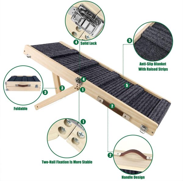 Okydoky Dog Ramp Wood Foldable Ladder for Small Pets-2