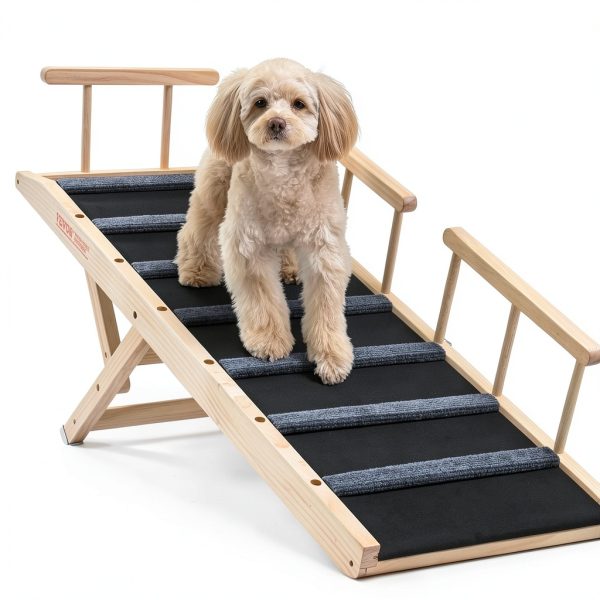 VEVOR Adjustable Wooden Dog Ramp Foldable Pet Car Ramp-5