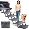 LIALEX Dog Car Ramp Stairs Foldable Black Pet Steps-0