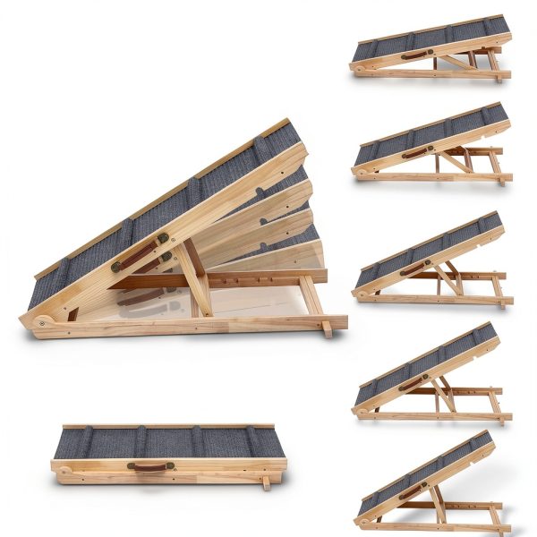 QUCHRYO Wood Dog Ramp Foldable Adjustable Pet Car Ramp-3
