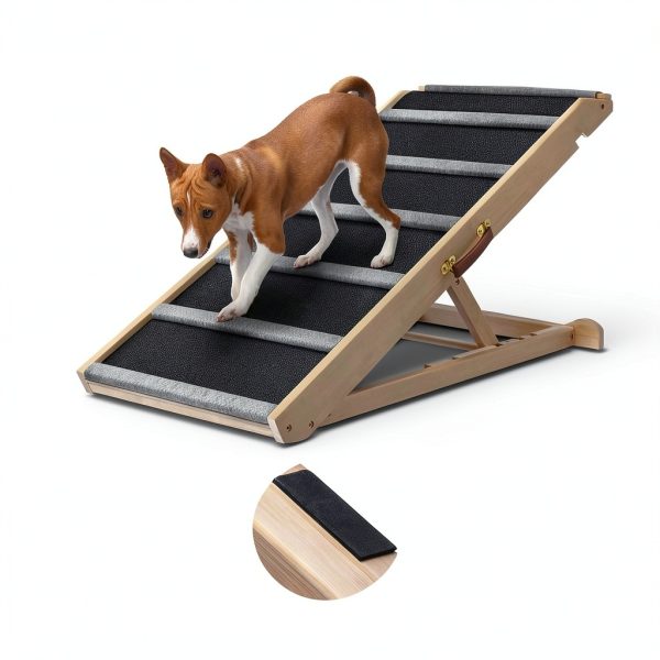 AIMSEAL Dog Ramp Foldable Rubber Wood Design-3