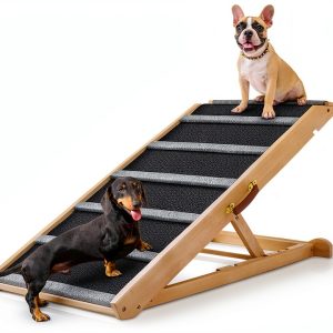 AIMSEAL Dog Ramp Foldable Rubber Wood Design-0