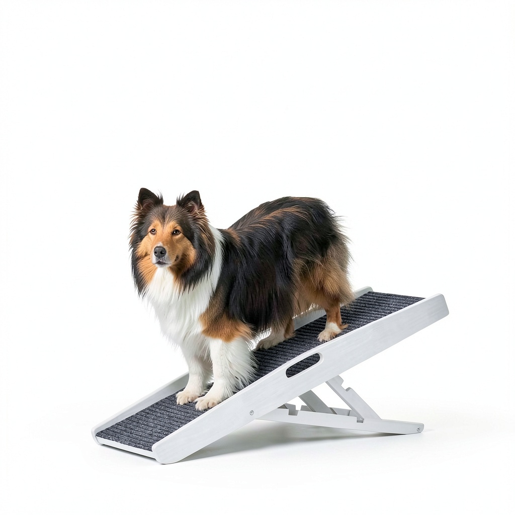 Dog using Carlson ramp to enter a car