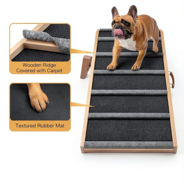 AIMSEAL Dog Ramp Foldable Rubber Wood Design-1