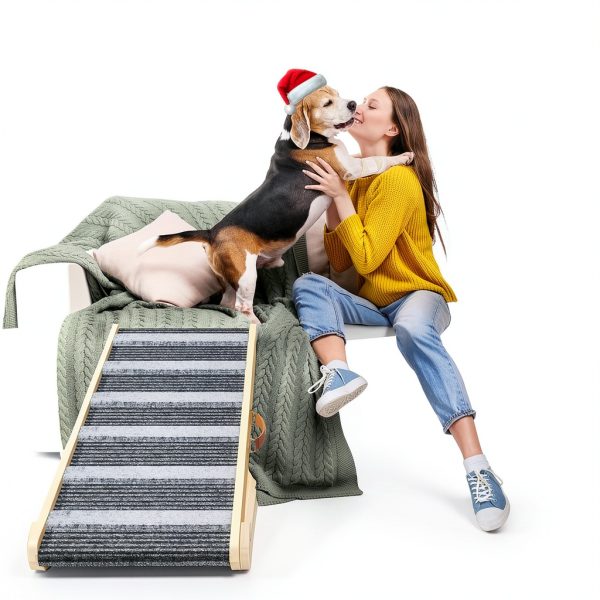 REONEY Wooden Dog Car Ramp Adjustable Height 200lb-5