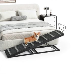 HOOBRO Dog Ramp Adjustable Metal Carpet 4 Height-0