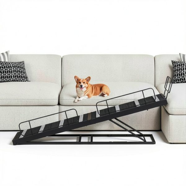 HOOBRO Dog Ramp Adjustable Metal Carpet 4 Height-1